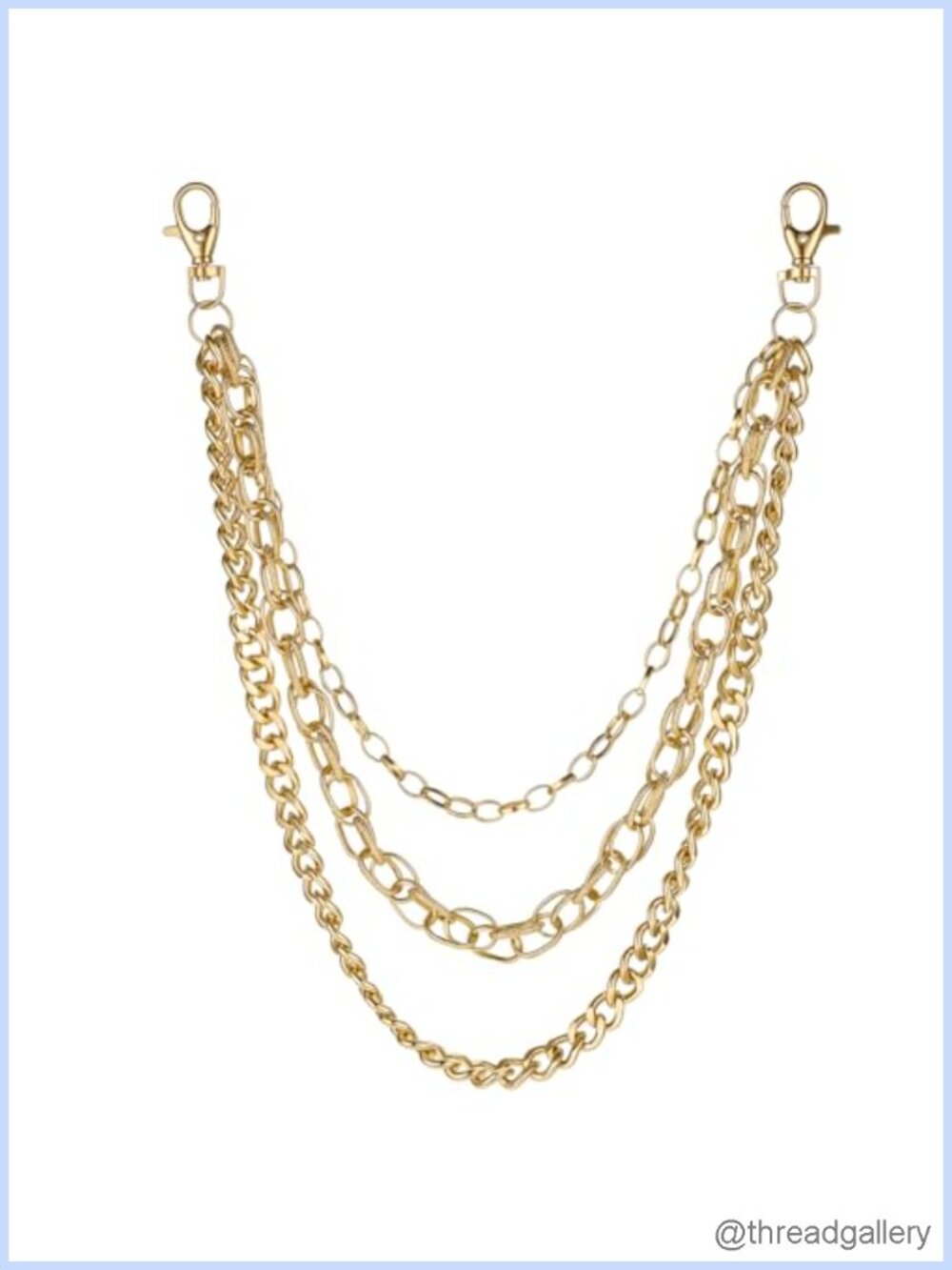 3-Tiered Metal Punk Goth Pocket Chain with Double Clasp